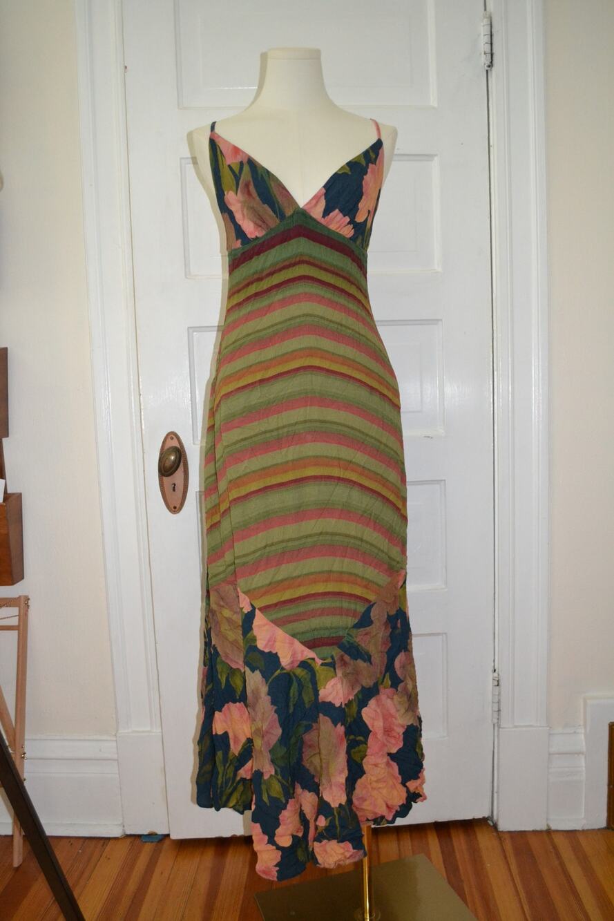 Free People Boho Bohemian Floral Mixed Pattern Maxi Dress Size M